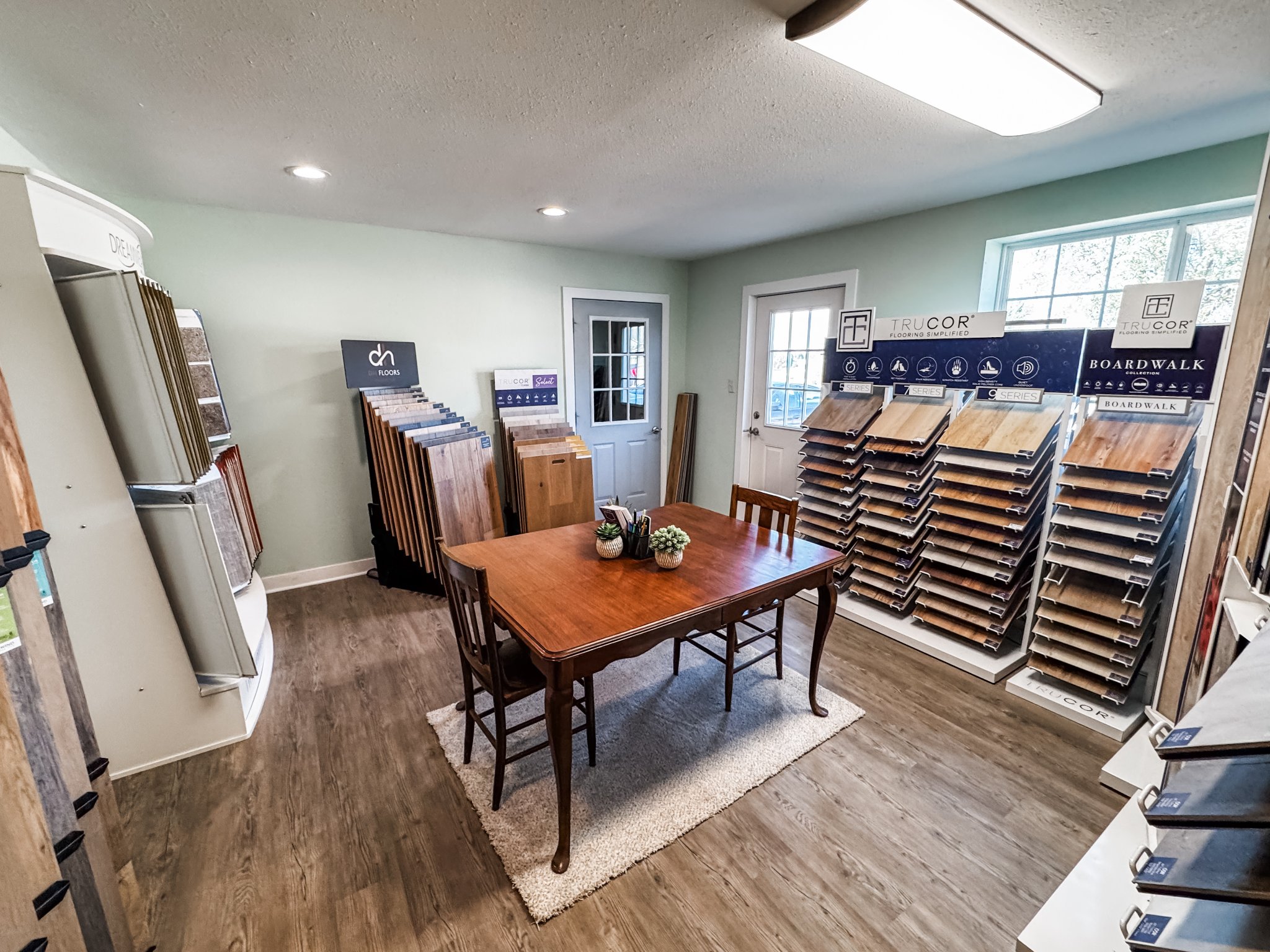 LVP flooring in a bright finished space